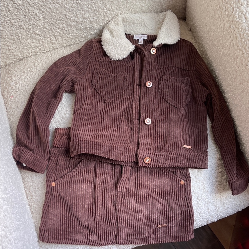 Tahari Brown Kids Matching Set with Cream Accents